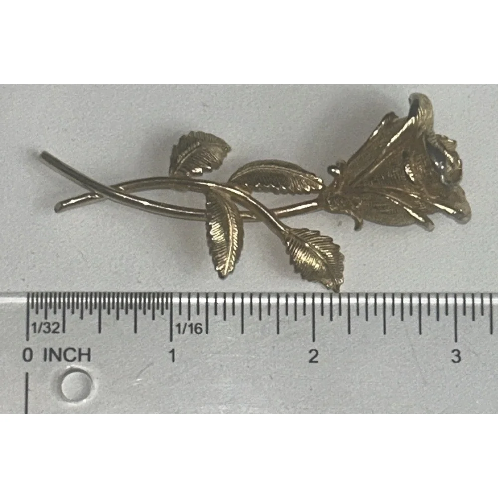 Vintage CASTLECLIFF Gold-Tone‎ Rose Brooch Pin MCM